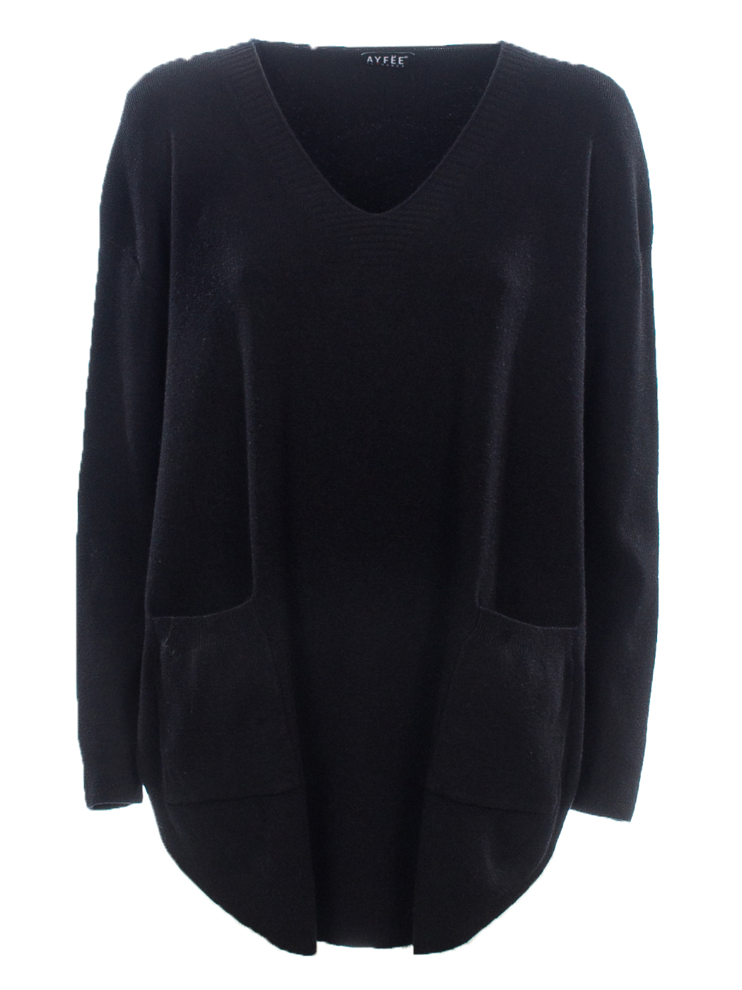 MAGLIA CALATA SCOLLO A V CON TASCHE, TG UNICA - BLACK